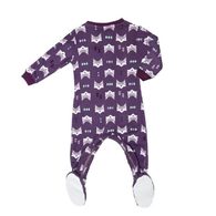 ZippyJamz有機棉寶寶拉鍊連身服 紫色狐狸